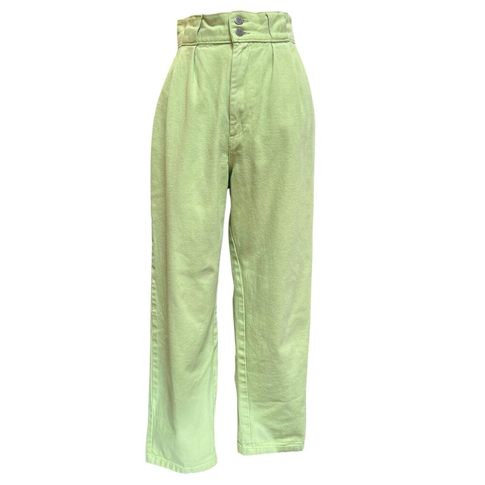 Lucy & Yak Lime Green Organic Cotton High Rise Tapered Pants 28R Y2K Women
